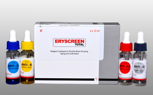 Eryscreen Total Anti-A, Anti-B, Anti A,B, Anti-D (IgG+IgM) - ABO / Rho(D) reagent combipack for routine grouping, typing and confirmation
