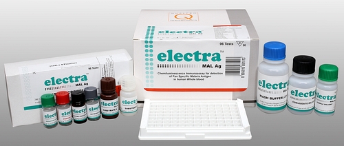 Electra Mal. Ag. - Chemiluminensence assay for the detection of Malaria specific antigen (pLDH) in human whole blood  