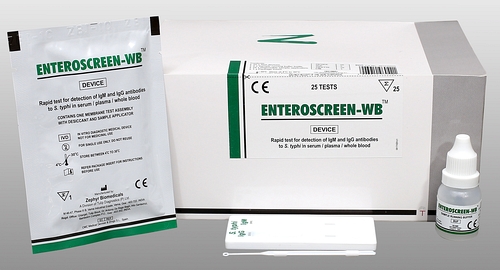Enteroscreen - WB - Rapid test for the detection and differentiation of IgM & IgG antibodies to S.typhi in serum/ plasma and whole blood  