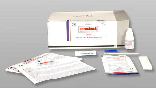 Paracheck Pf (Device) - Rapid Test (Device) for P. falciparum specific HRP 2 Antigen in whole blood